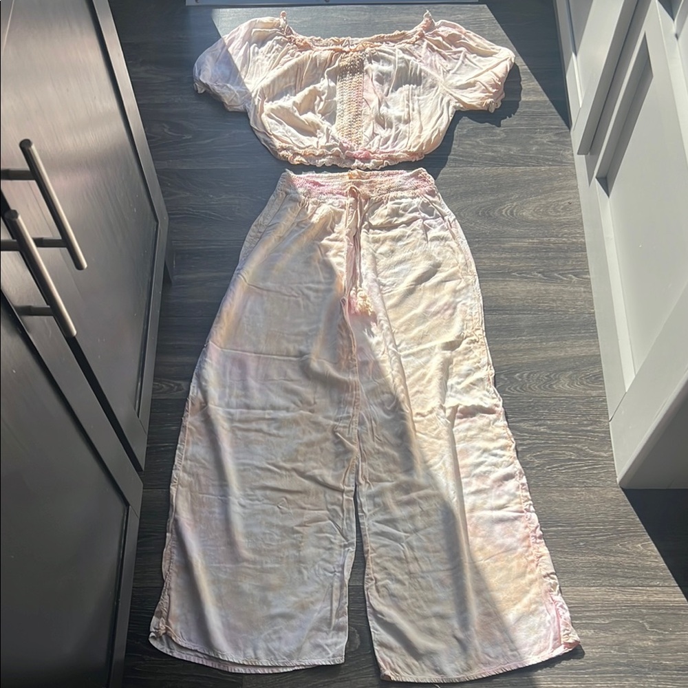 Off-Shoulder Top and Wide-Leg Pants Set
